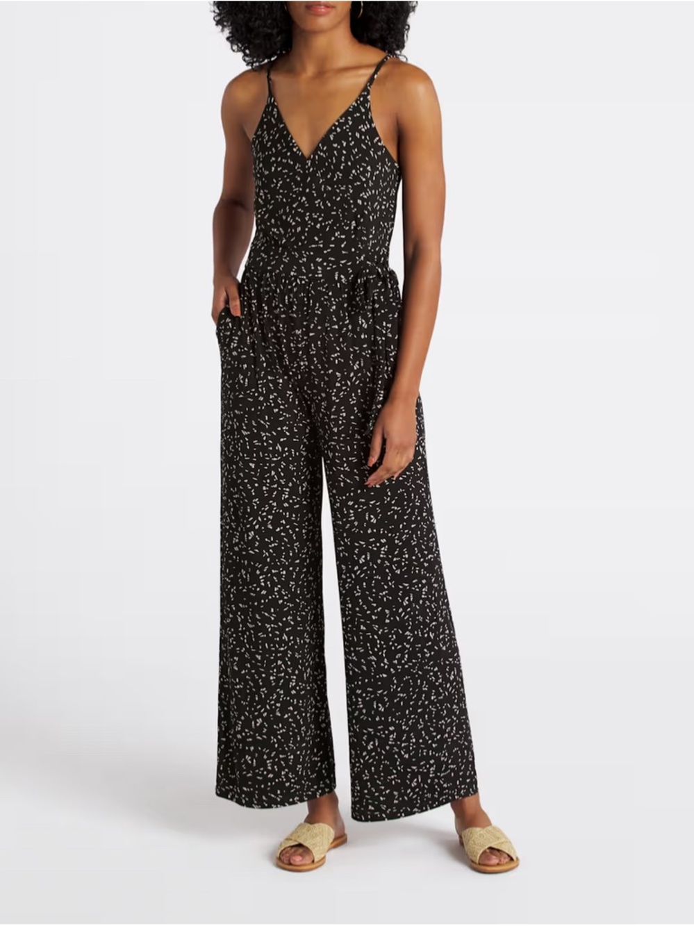 Kaleigh Black Printed Wide-Leg Jumpsuit